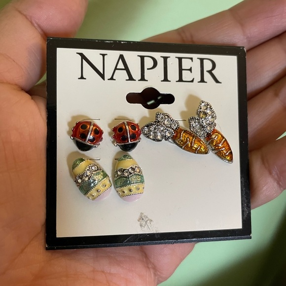 Napier Ladybug, Easter Egg and Carrots Earrings Bundle - Picture 2 of 4